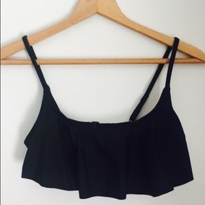 Old Navy Swim Top Bikini Bathing Suit Black Ruffle
